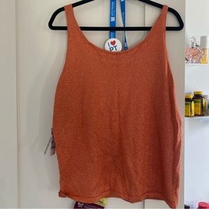 NWT United Colors of Benetton reversible orange metallic camisole tank! Size XL